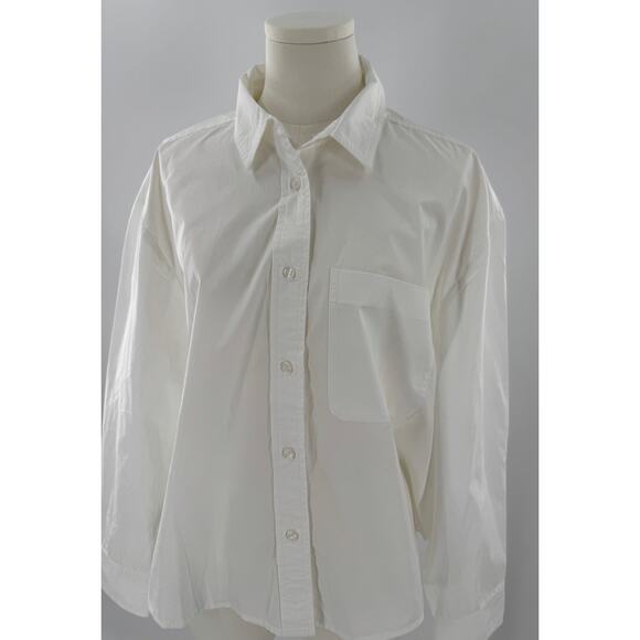 Quince Organic Cotton Poplin White Shirt Button Down Top Classic Large NWT - Picture 1 of 10